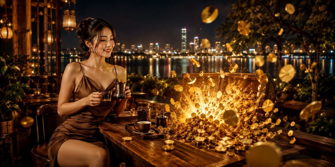 Người dùng Hà Nội thưởng thức cà phê và trải nghiệm casino mobile trên điện thoại